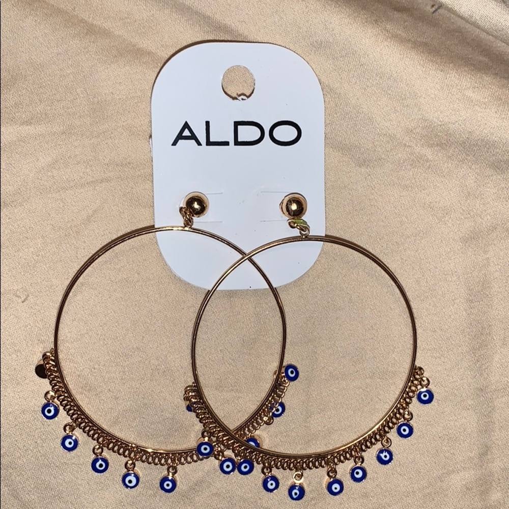 Gold evil eye hoops